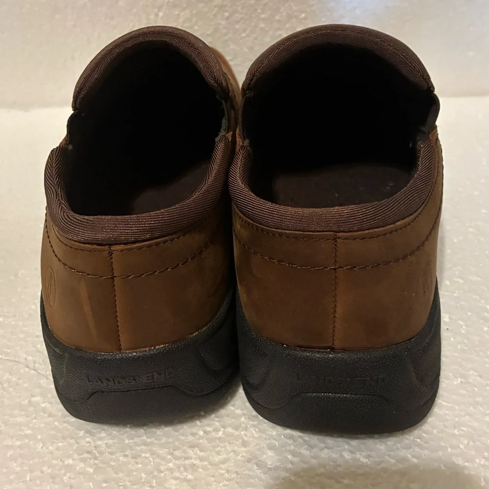 Lands’ End Brown Leather Slip-On Shoes Women Size 9B Comfort Casual Loafer NWOT - Picture 4 of 9